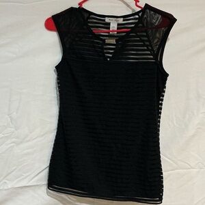 White House Black Market Black Sheer Striped Tank Top